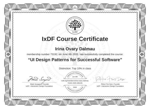 UI Design Patterns for Successful Software certificate