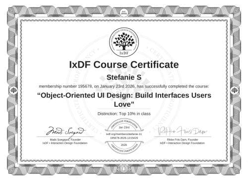 Object-Oriented UI Design: Build Interfaces Users Love certificate