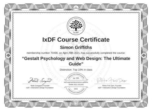 Gestalt Psychology and Web Design: The Ultimate Guide certificate
