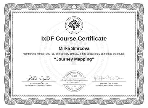 Journey Mapping certificate