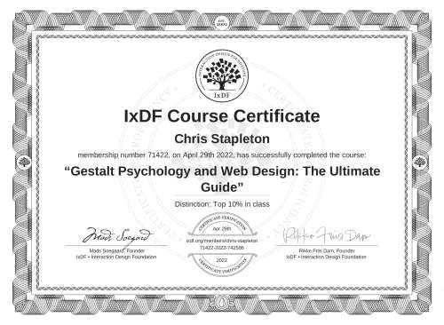 Gestalt Psychology and Web Design: The Ultimate Guide certificate