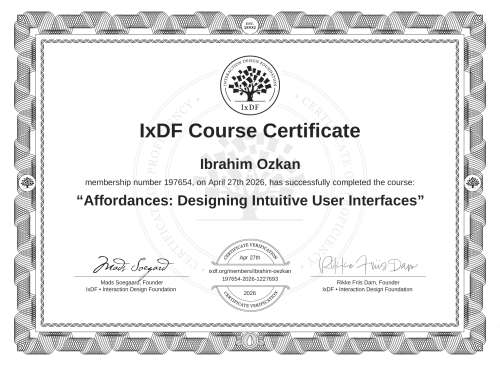 Affordances: Designing Intuitive User Interfaces certificate