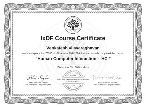 Human-Computer Interaction -  HCI certificate
