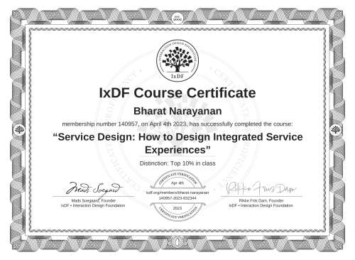 Service Design: How to Design Integrated Service Experiences certificate