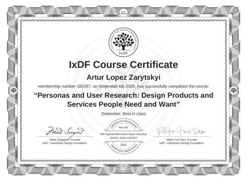 Personas and User Research: Design Products and Services People Need and Want certificate