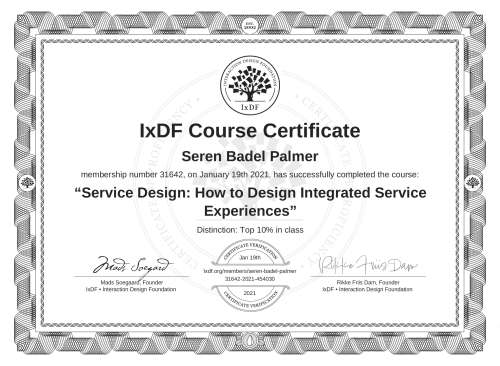 Service Design: How to Design Integrated Service Experiences certificate