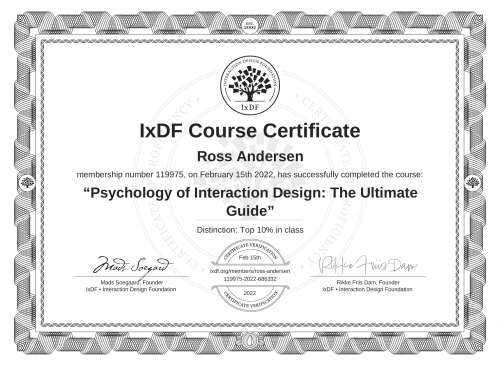 Psychology of Interaction Design: The Ultimate Guide certificate