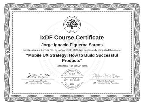 Mobile UX Strategy: How to Build Successful Products certificate