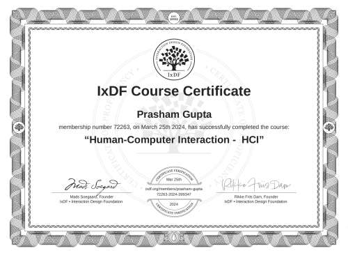 Human-Computer Interaction -  HCI certificate