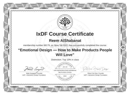 Emotional Design — How to Make Products People Will Love certificate