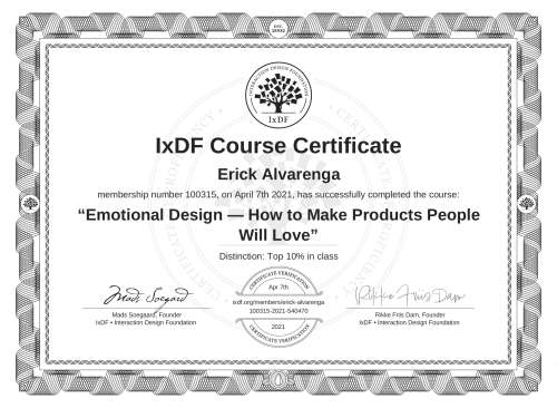 Emotional Design — How to Make Products People Will Love certificate