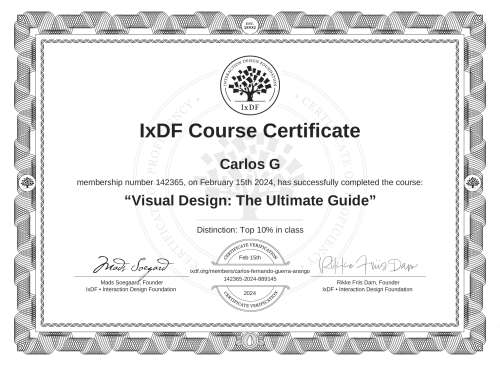 Visual Design: The Ultimate Guide certificate