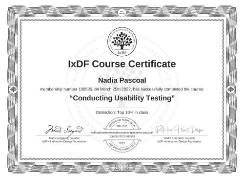 Conducting Usability Testing certificate