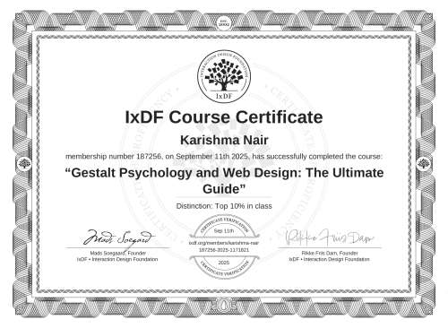 Gestalt Psychology and Web Design: The Ultimate Guide certificate