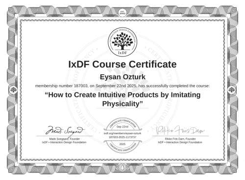 How to Create Intuitive Products by Imitating Physicality certificate