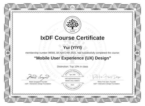 Mobile User Experience (UX) Design certificate
