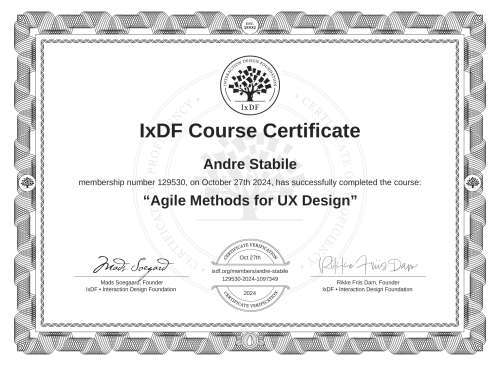 Agile Methods for UX Design certificate
