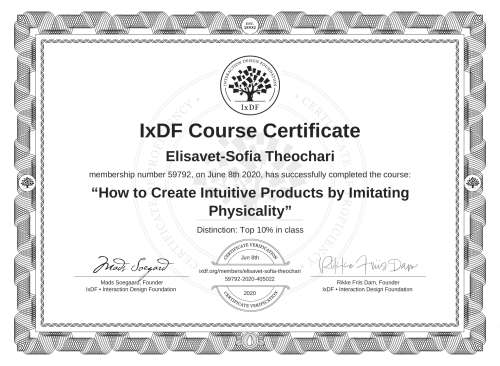 How to Create Intuitive Products by Imitating Physicality certificate