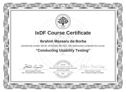 Conducting Usability Testing certificate