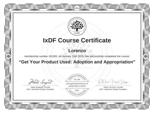 Get Your Product Used: Adoption and Appropriation certificate
