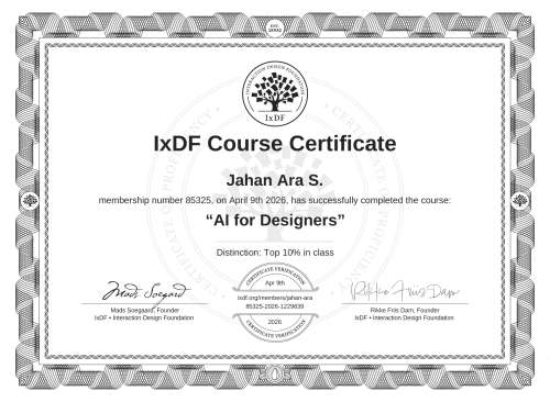 AI for Designers certificate