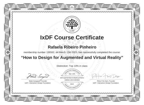 How to Design for Augmented and Virtual Reality certificate