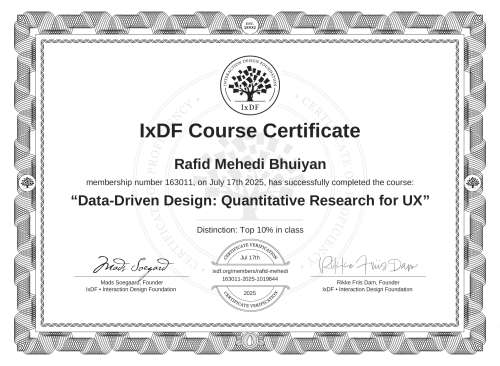 Data-Driven Design: Quantitative Research for UX certificate
