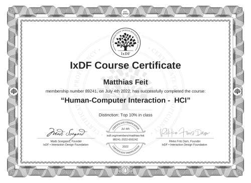 Human-Computer Interaction -  HCI certificate