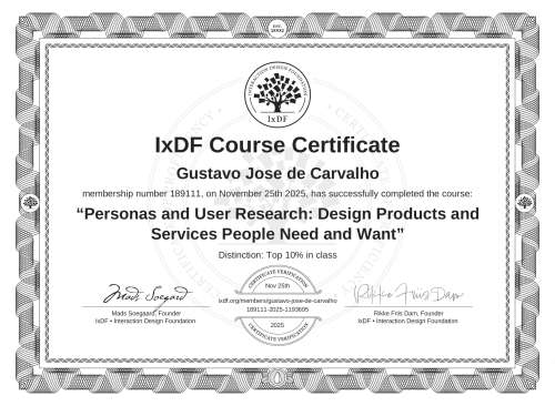 Personas and User Research: Design Products and Services People Need and Want certificate