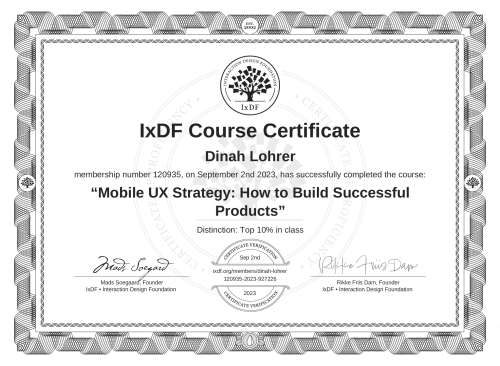Mobile UX Strategy: How to Build Successful Products certificate