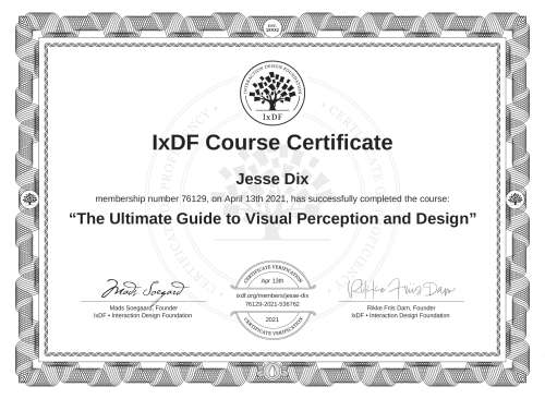The Ultimate Guide to Visual Perception and Design certificate