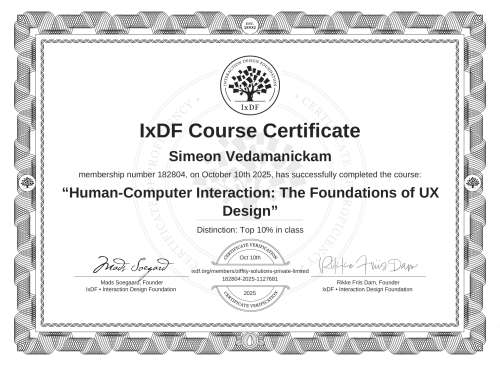 Human-Computer Interaction: The Foundations of UX Design certificate