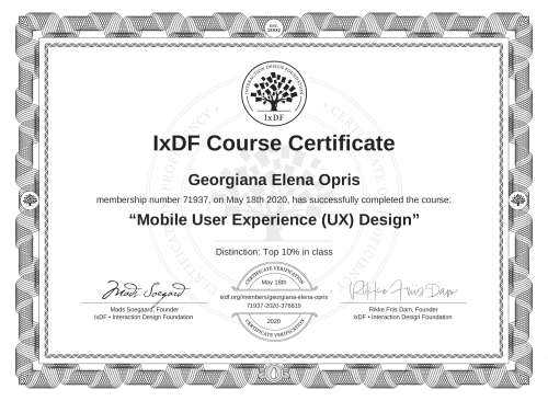 Mobile User Experience (UX) Design certificate