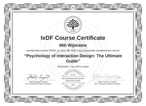 Psychology of Interaction Design: The Ultimate Guide certificate