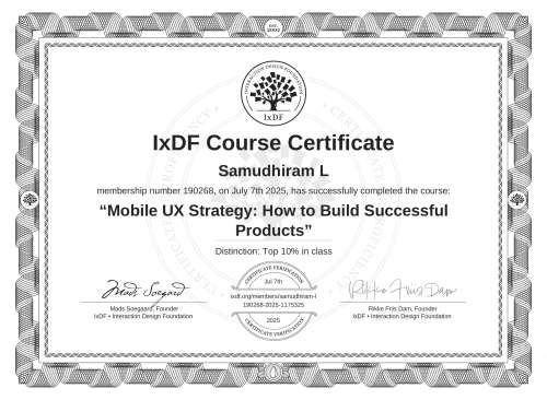 Mobile UX Strategy: How to Build Successful Products certificate