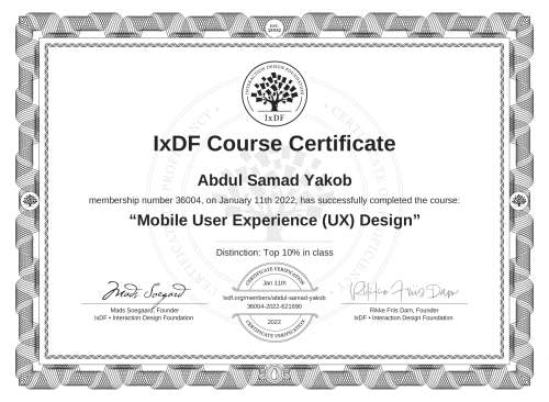 Mobile User Experience (UX) Design certificate