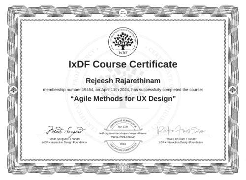 Agile Methods for UX Design certificate