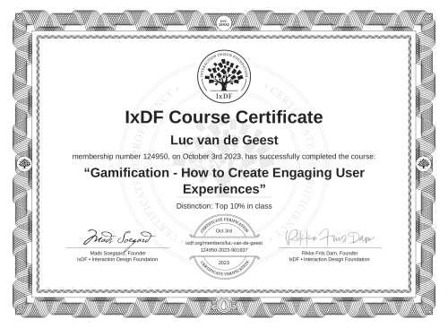 Gamification - How to Create Engaging User Experiences certificate