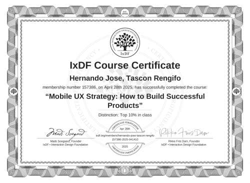 Mobile UX Strategy: How to Build Successful Products certificate
