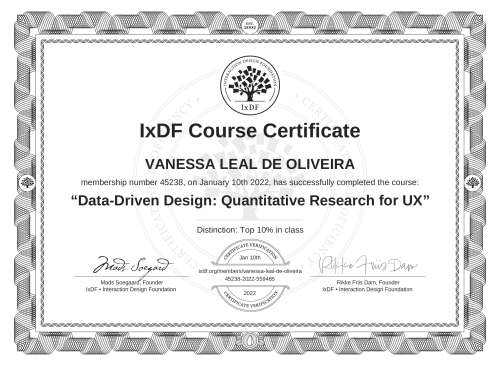 Data-Driven Design: Quantitative Research for UX certificate