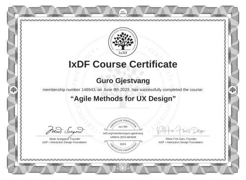 Agile Methods for UX Design certificate