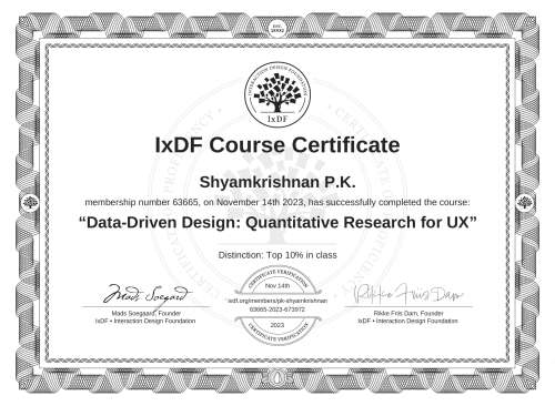 Data-Driven Design: Quantitative Research for UX certificate