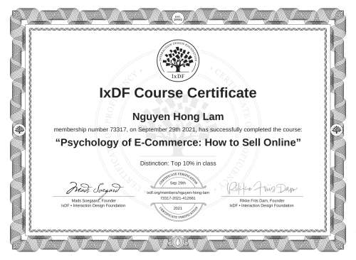 Psychology of E-Commerce: How to Sell Online certificate