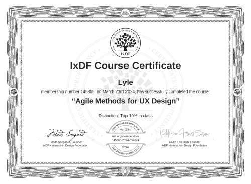 Agile Methods for UX Design certificate
