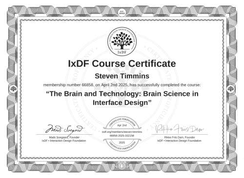 The Brain and Technology: Brain Science in Interface Design certificate