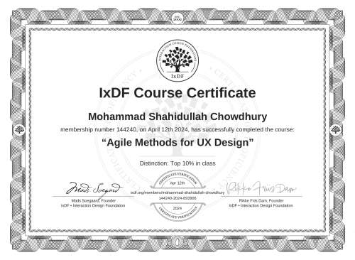 Agile Methods for UX Design certificate