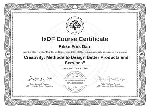 Creativity: Methods to Design Better Products and Services certificate