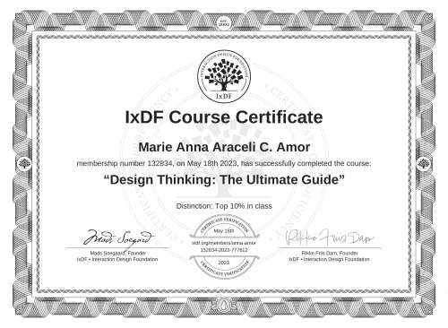 Design Thinking: The Ultimate Guide certificate
