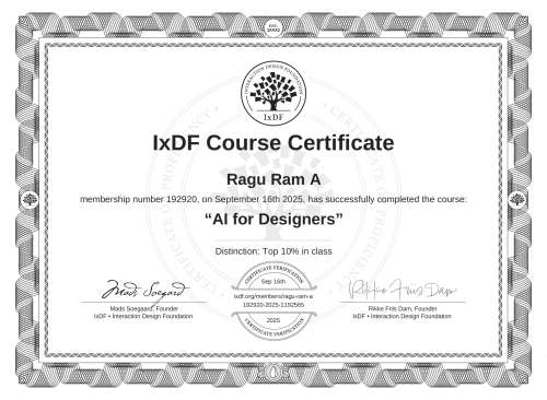 AI for Designers certificate