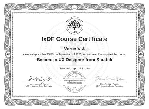 Become a UX Designer from Scratch certificate